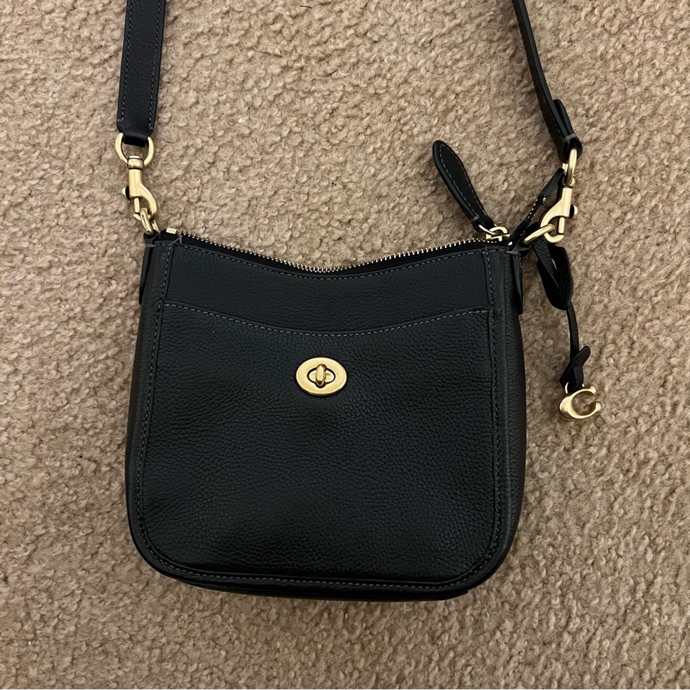 Coach Black Pebbled Leather Crossbody Bag with Gold Hardware - Picture 5 of 8